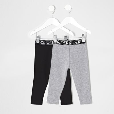 Mini girls black and grey leggings